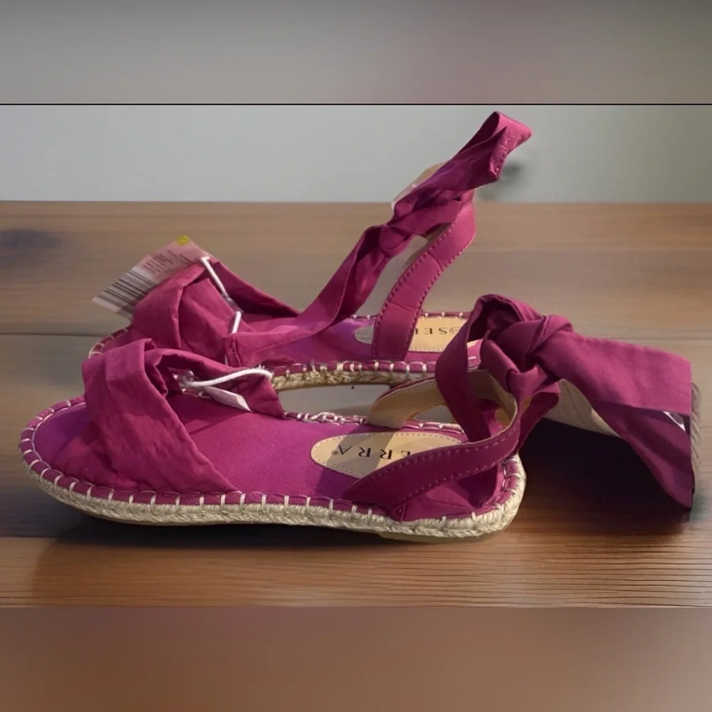 Pink Ankle Tie Espadrille Sandals Wrap Strap Flat Summer‎ Shoes Sz 7 NWT
